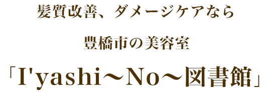 髪質改善、ダメージケアなら豊橋市の美容室「I'yashi～no～図書館」